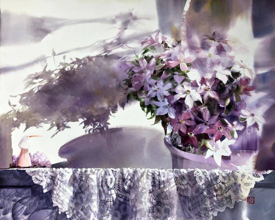 一位外国水彩画家,居然画出了中国水墨的绝美意境,这光影简直美爆!