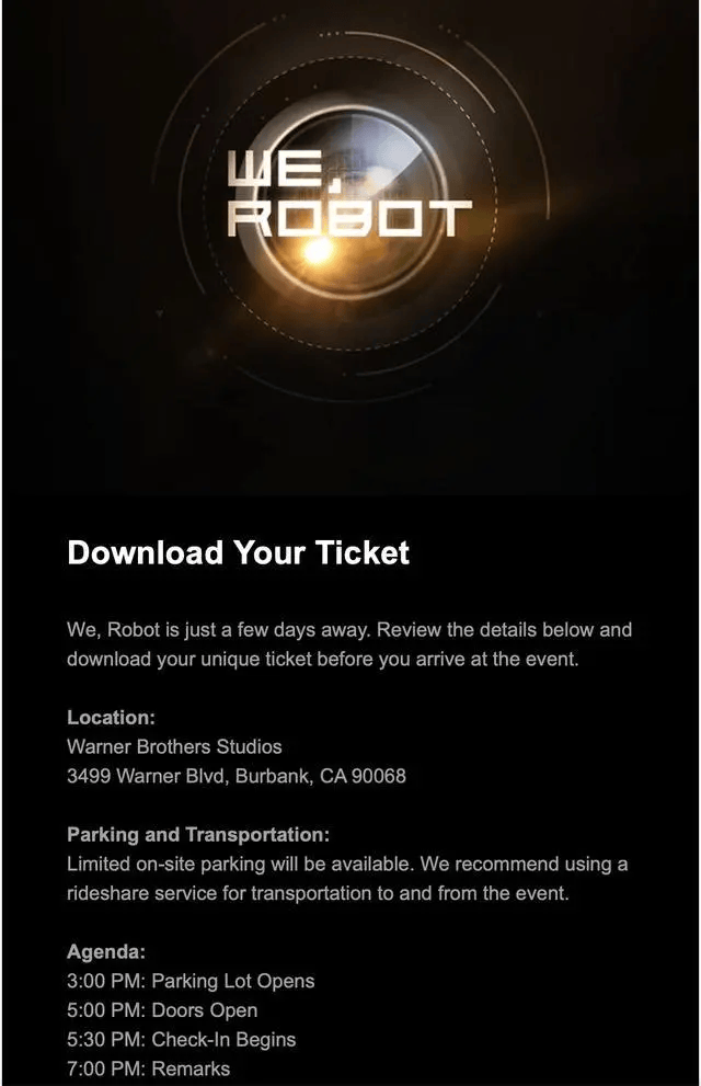 特斯拉Robotaxi发布会临近，门票已发出