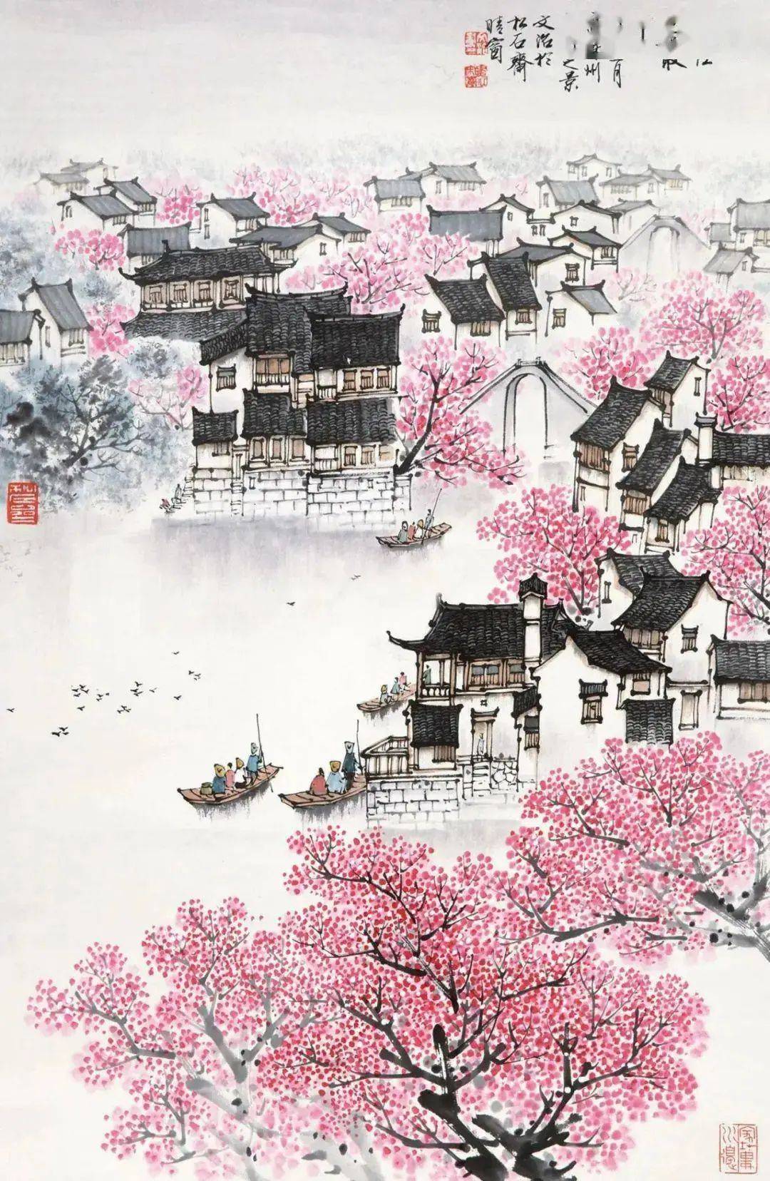 宋文治笔下的江南春色,美!_山水画_影响_傅抱石