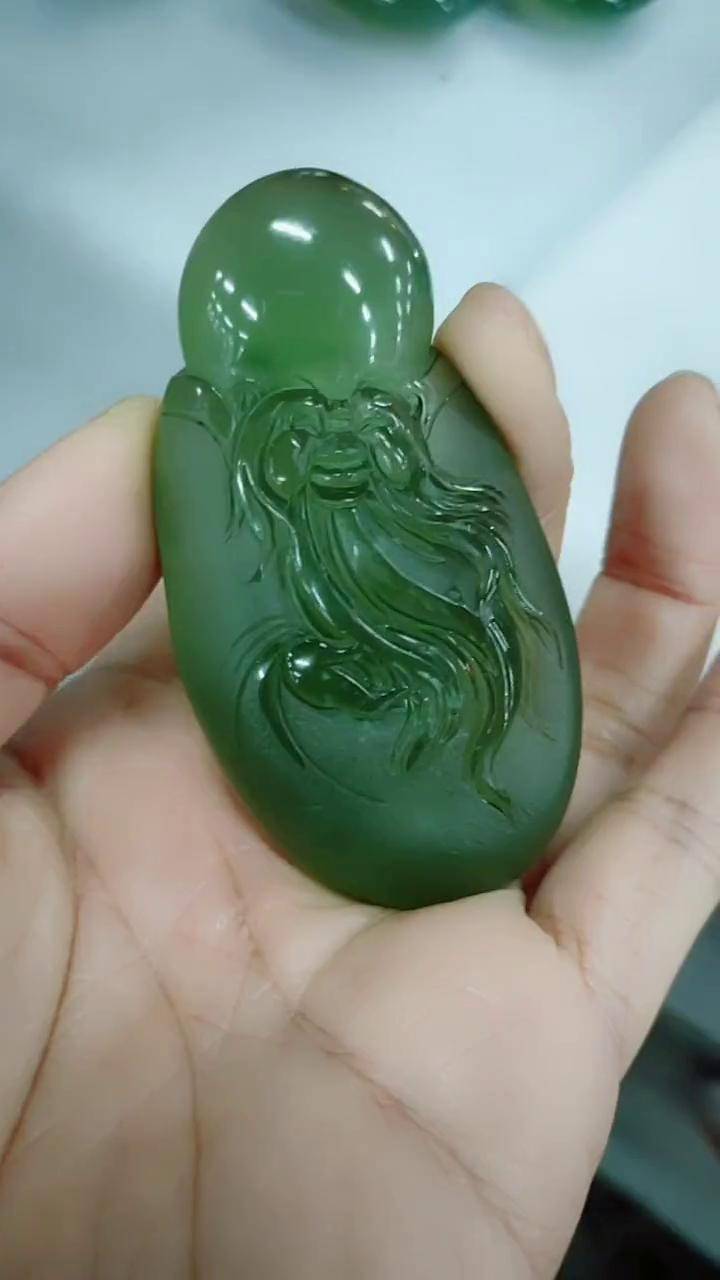 岫玉一八零料寿星岫玉 挂件 寿星 手把件