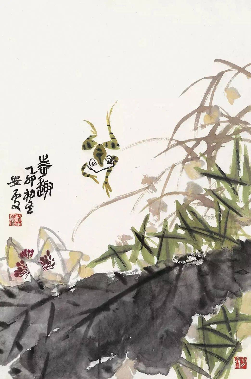 来楚生先生笔下的小青蛙,妙趣横生!