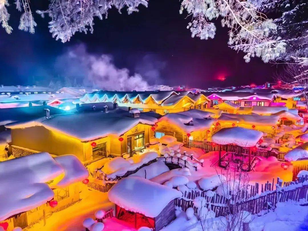 雪乡夜景文案图片