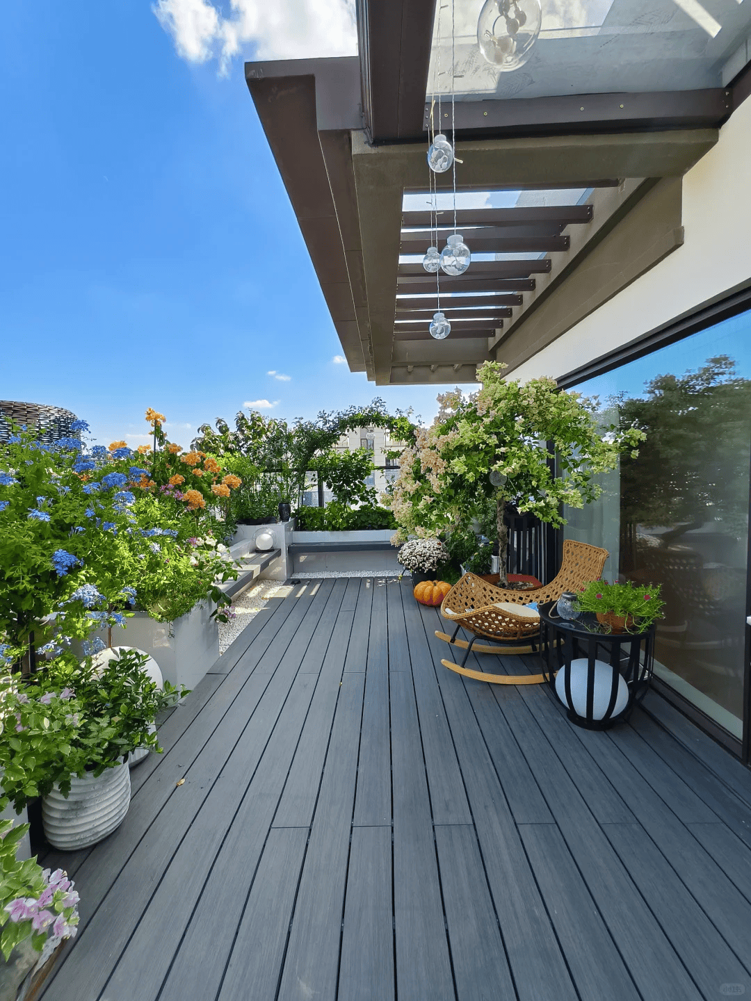 她们把露台改造成私家花园,来参观的人把门槛都踩烂了!