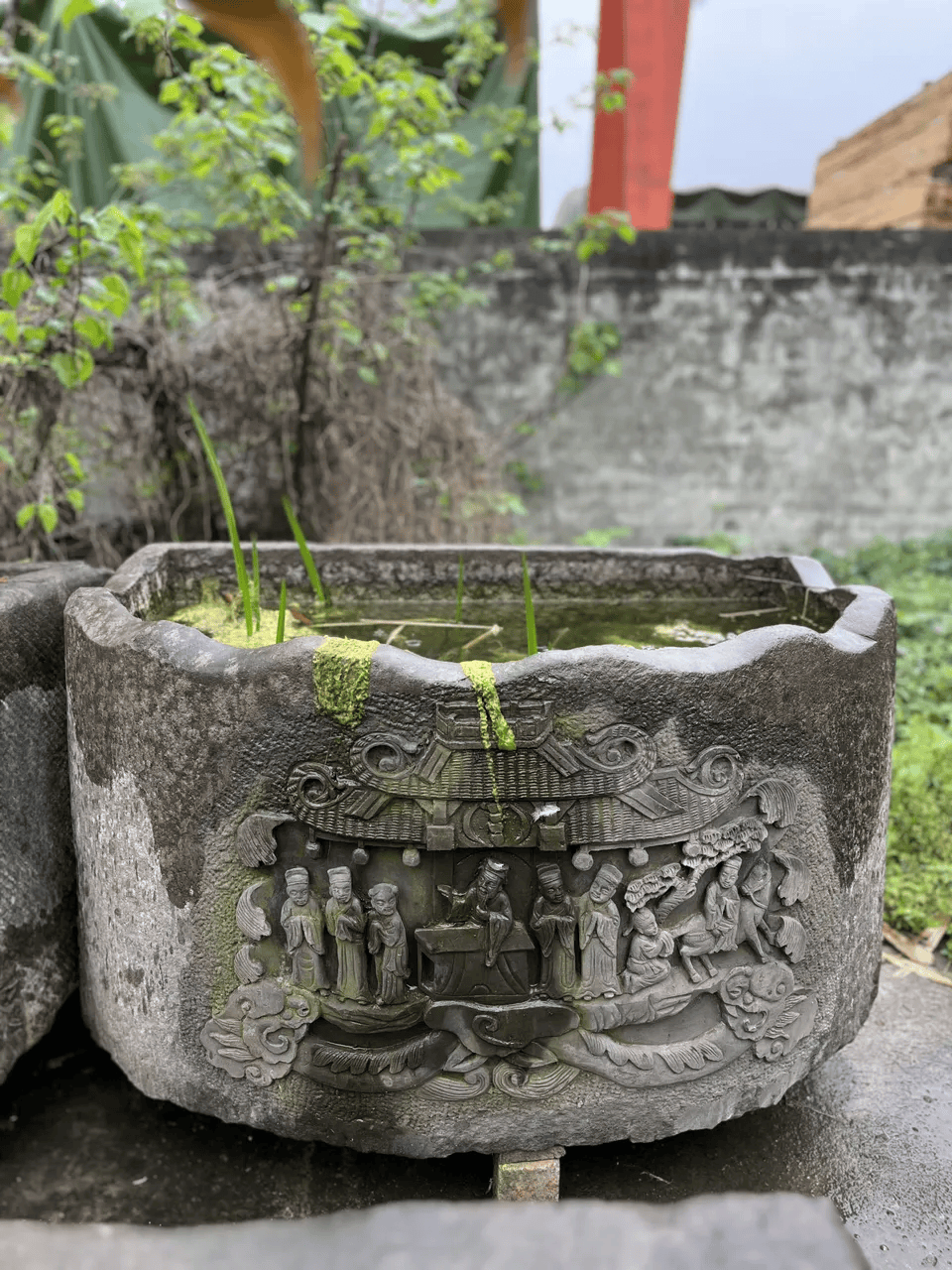 农村老石水缸造景图片图片