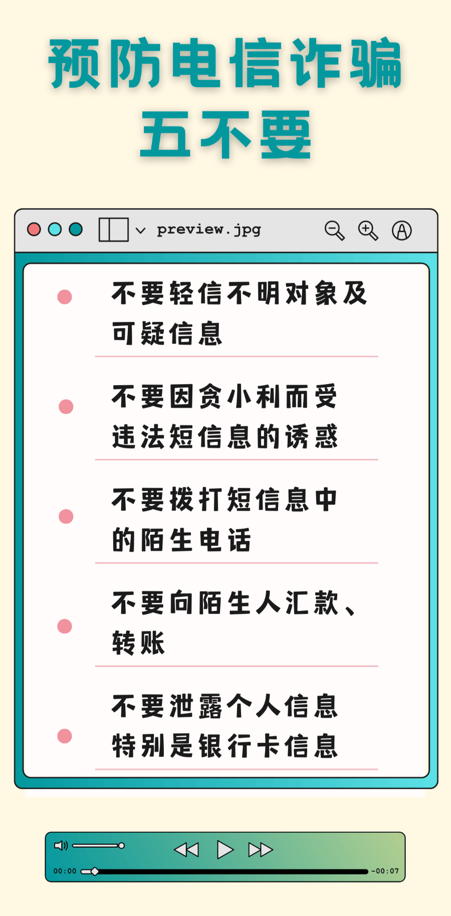 牢记诈骗公式,15种诈骗套路,防骗十大守则,五不要