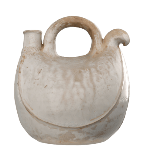 琉球陶器①双鳥(魚鷹)四言詩入白土象嵌抱瓶/②五言詩唐・