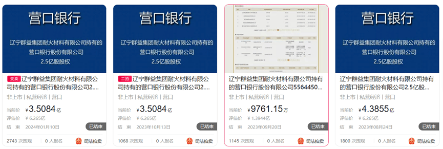 营口银行3.06亿股股权拍卖因案外人异议暂缓，评估环节拒绝配合提供资料