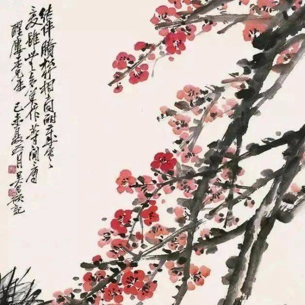 吴昌硕花鸟画赏析（梅花篇）_白梅图_知己_珊瑚