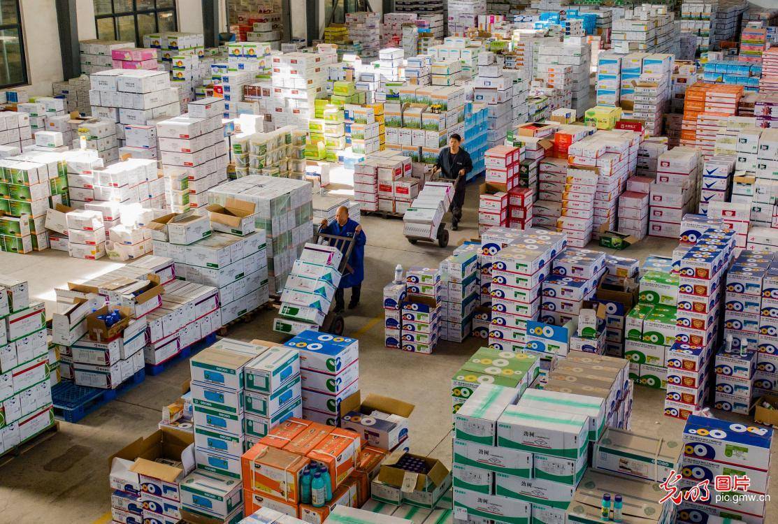 2025年2月5日,浙江金华农资储备仓库,工人在搬运农药