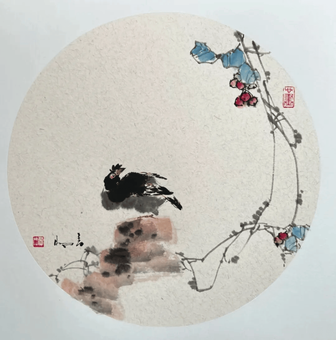 小写意花鸟小品25图,简单,适合临摹