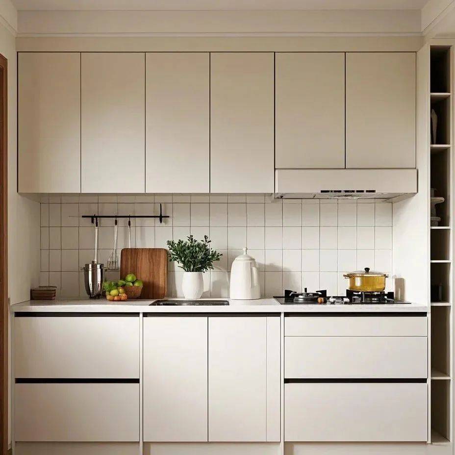 白色自带反光属性,能让厨房空间看起来更加敞亮通透,即使是小户型厨房