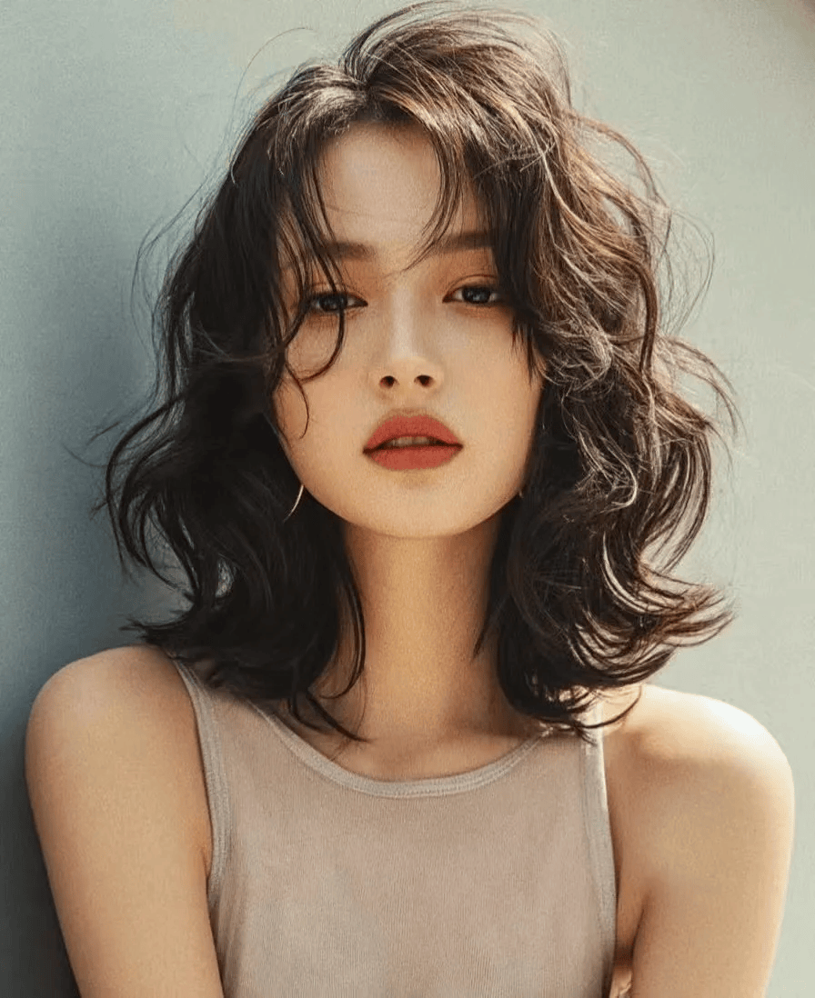 中短发慵懒风烫发,优雅,高贵,这款卷发很温柔简约