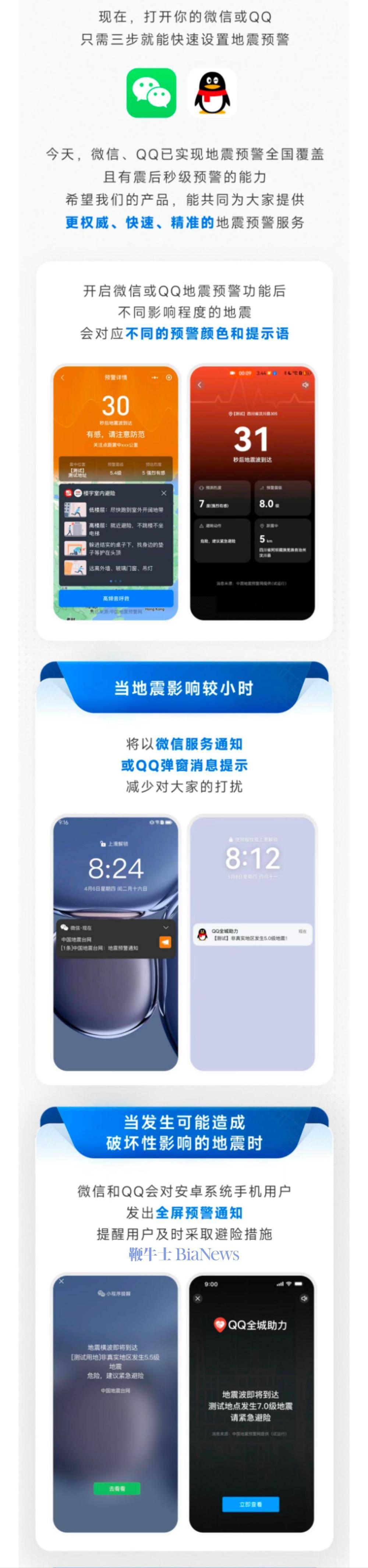 微信QQ地震预警功能正式覆盖全国