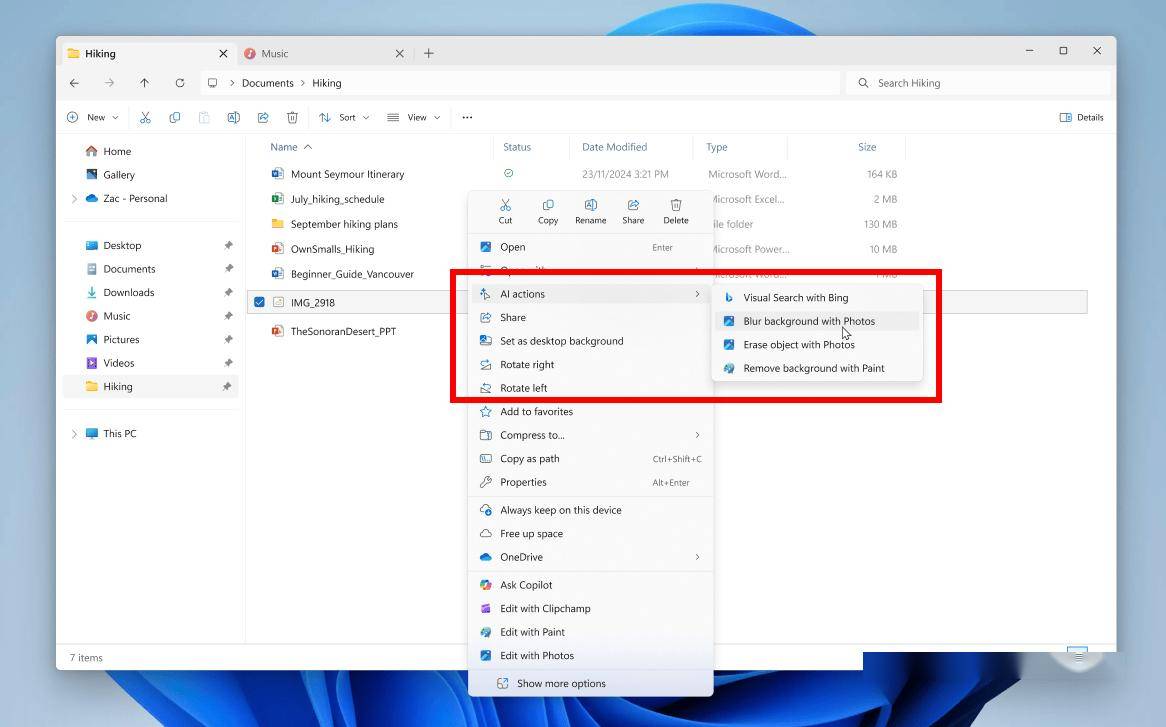 微软发布 Win11 Dev 26200.5603 预览版：AI 助力文件管理