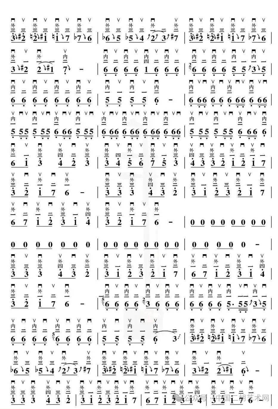《神经病之歌》二胡弓指法动态视频曲谱 电子曲谱 二胡伴奏 示范