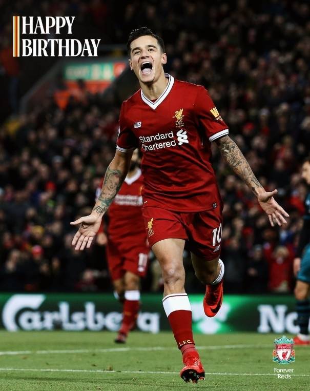 带来1.35亿欧转会费！利物浦为库蒂尼奥庆生：小魔术师生日快乐