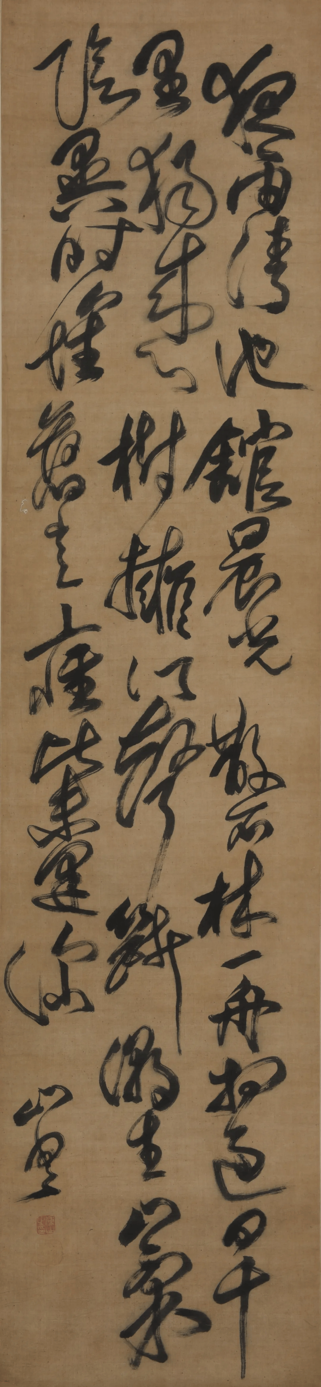 傅山 行书轴 纸本 194×46cm 清明代林良的《翎毛》,绢本设色,画面中