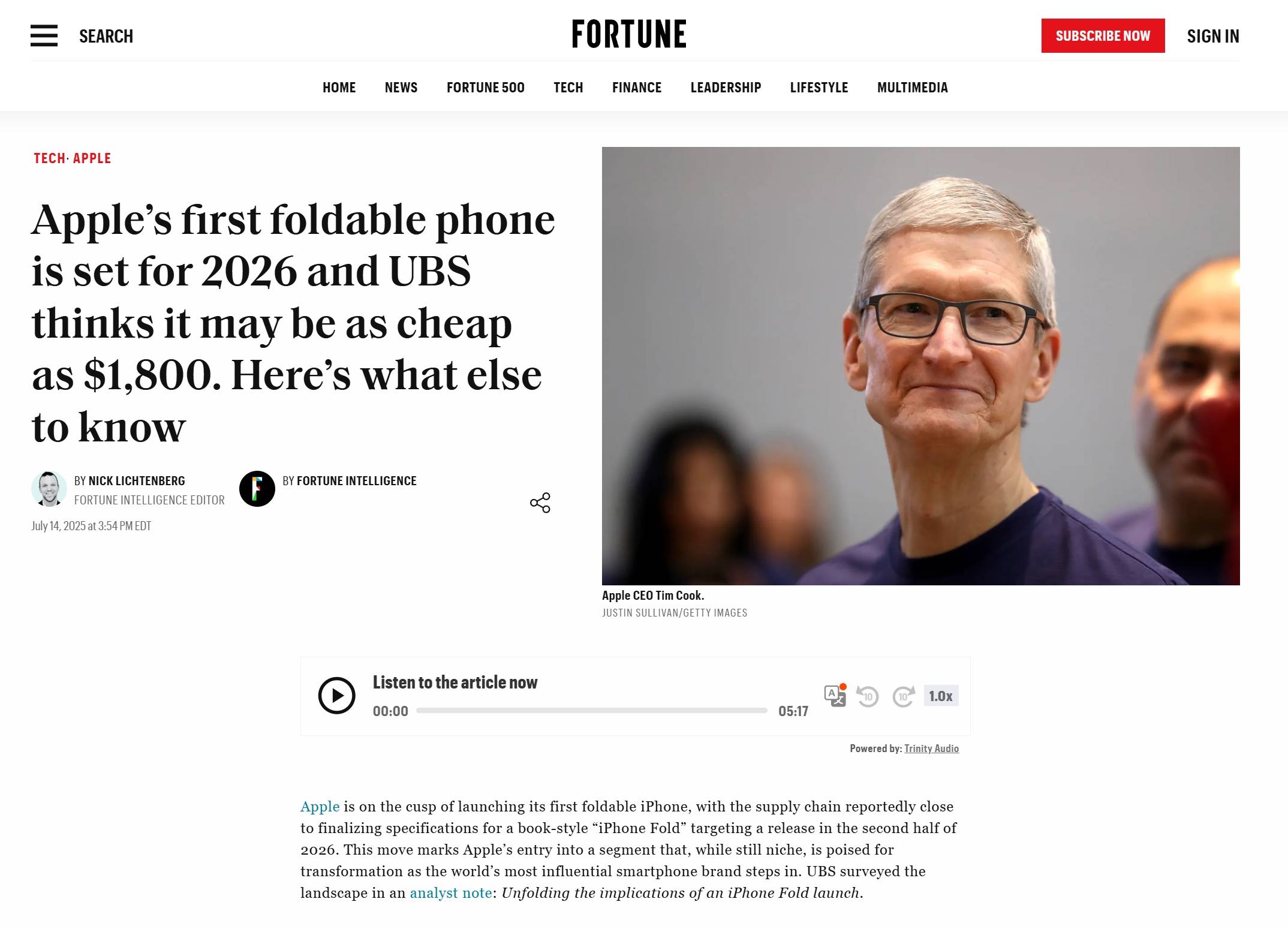 苹果首款折叠iPhone来袭：搭载三星无折痕技术，预计起售价1800美元起！