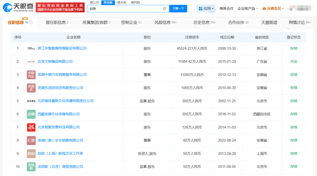 赵薇，1590万元股权再被冻结