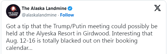 美媒：美俄领导人会晤地点或在阿拉斯加阿尔耶斯卡度假村-华闻时空