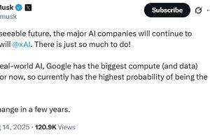 马斯克罕见称赞谷歌：最有可能成为AI行业领先者 但xAI也不差！