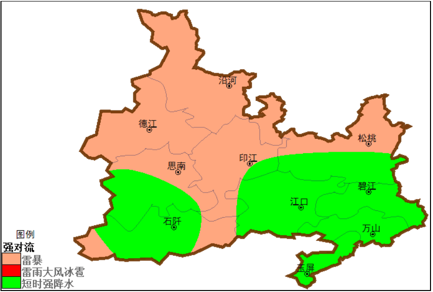 铜仁发布强对流黄色预警：受台风影响，我市将出现大范围雷雨天气并伴有短时强降水和6～8级雷暴大风等强对流天气！