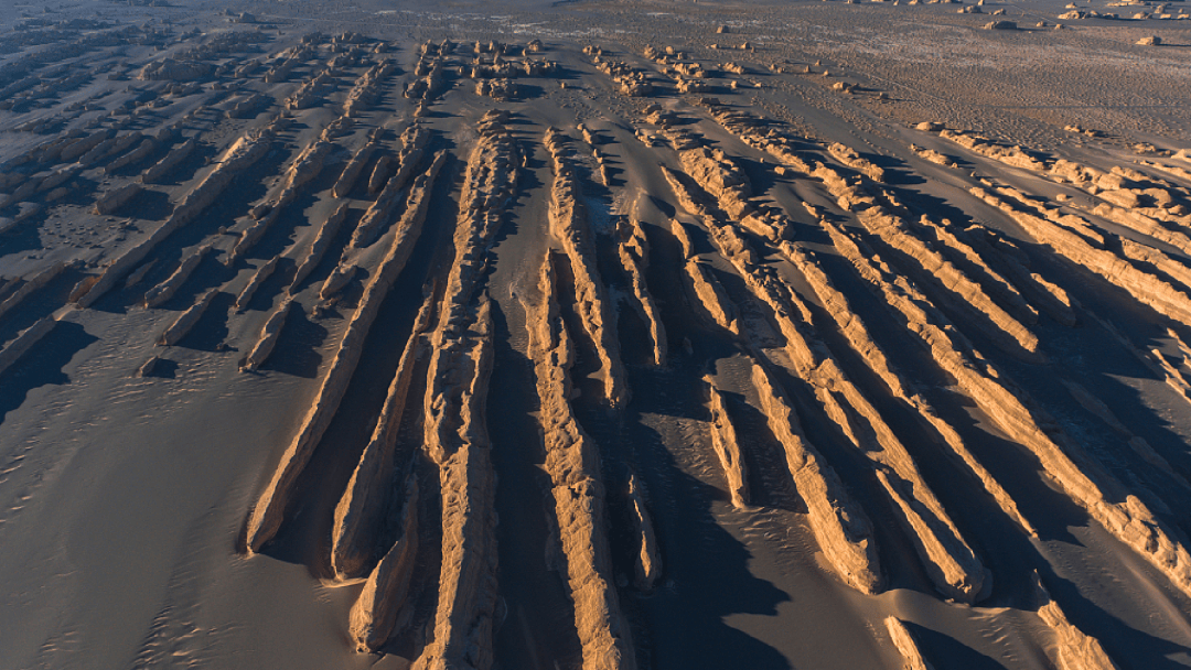 风蚀洼地与风蚀盆地:风吹蚀地面松散物质后形成的直径10~100m,深1m