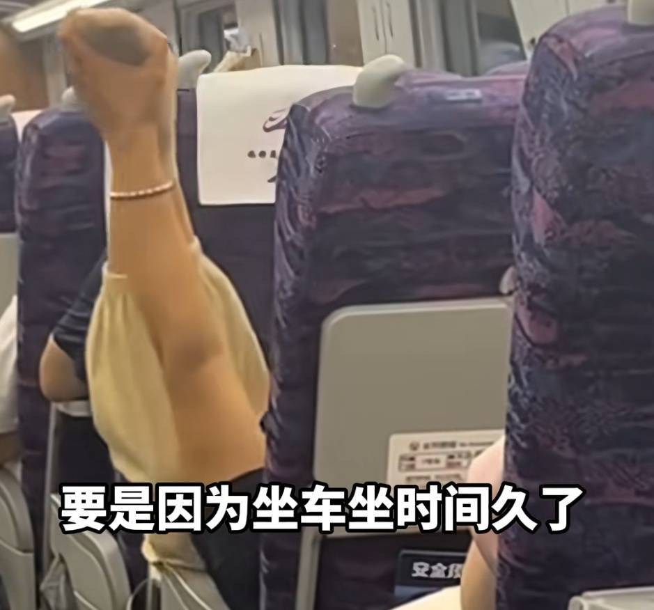 高铁上一名女子在座位上把脚举过头顶练瑜伽，目击者：全程没人劝阻，她还用脚踩踏桌板