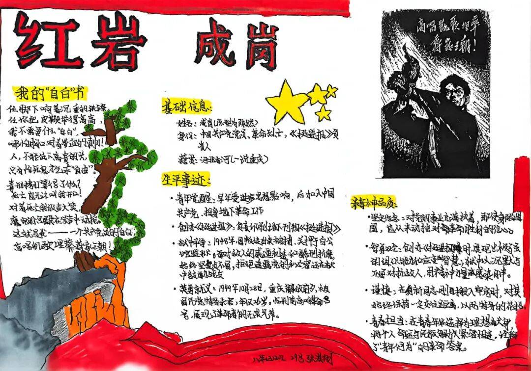 你看,《红岩》人物卡片在墙上"活"了过来