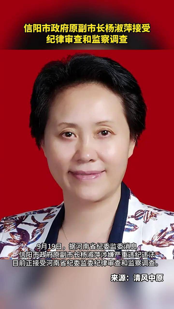信阳市政府原副市长杨淑萍接受纪律审查和监察调查