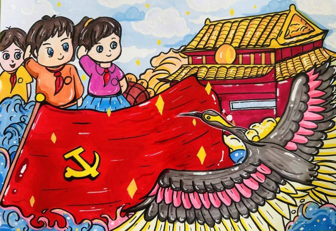 渲染着他们对祖国未来的美好憧憬,爱国情怀在这色彩与线条中深深扎根