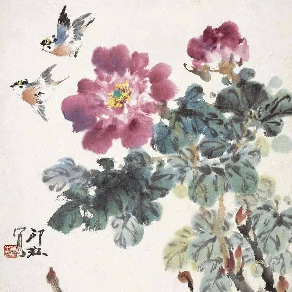 小写意牡丹，满园春色_萧朗_气息_花鸟画