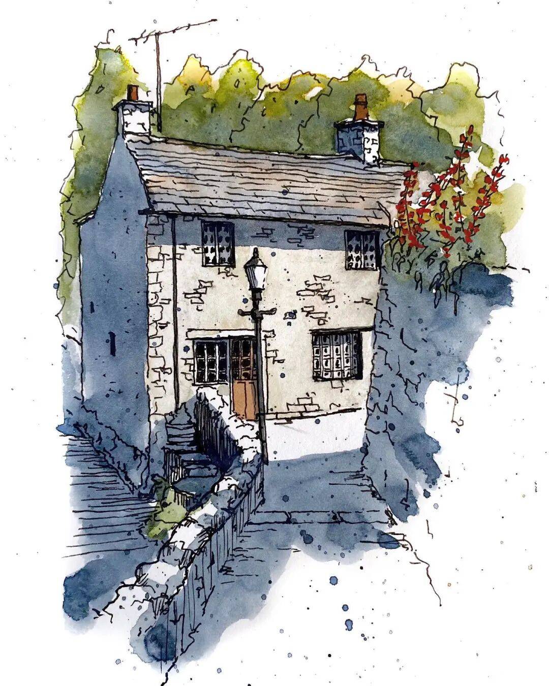 摄影师画的钢笔水彩风景,表现力超强!他用手绘打败了相机