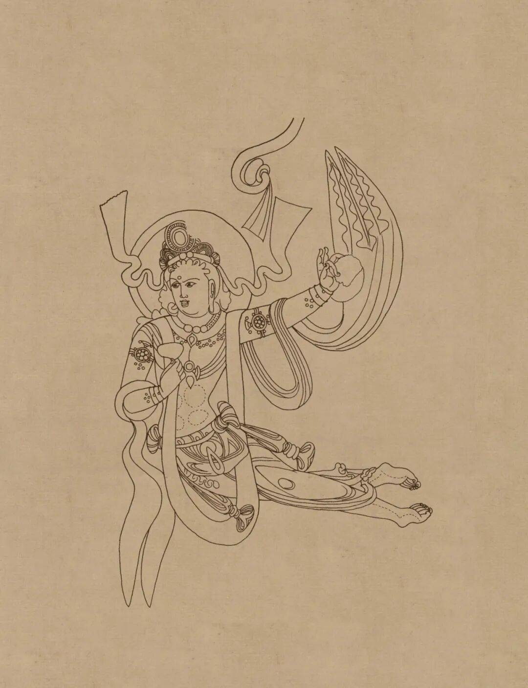 敦煌莫高窟壁画线描人物稿