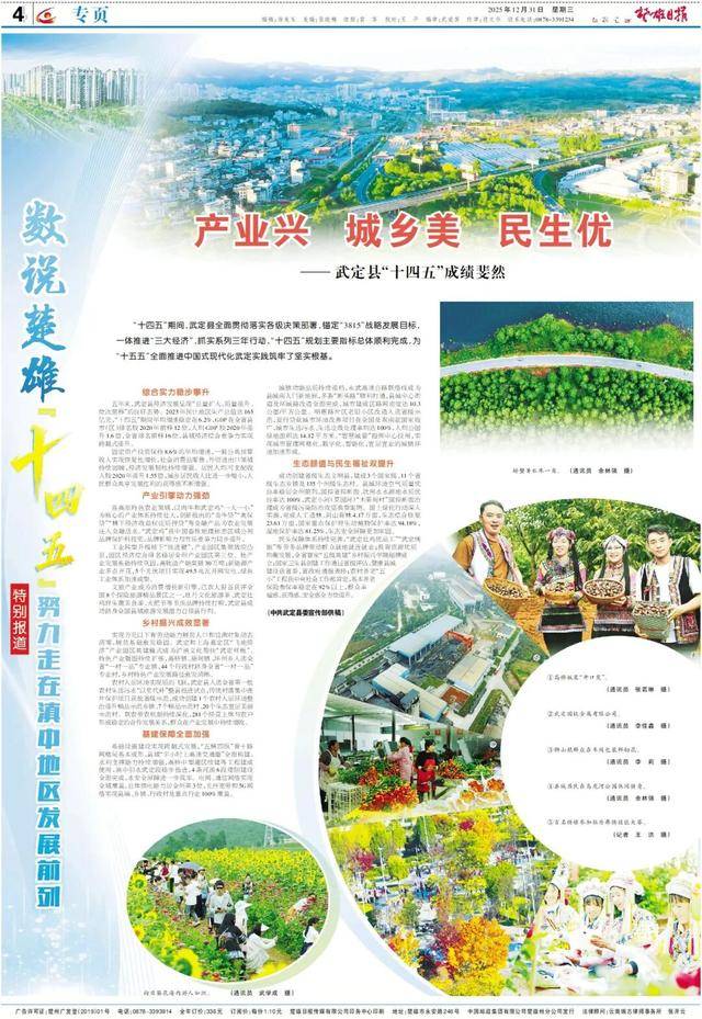 数说楚雄“十四五”丨武定县:产业兴 城乡美 民生优_发展_品牌_余林强