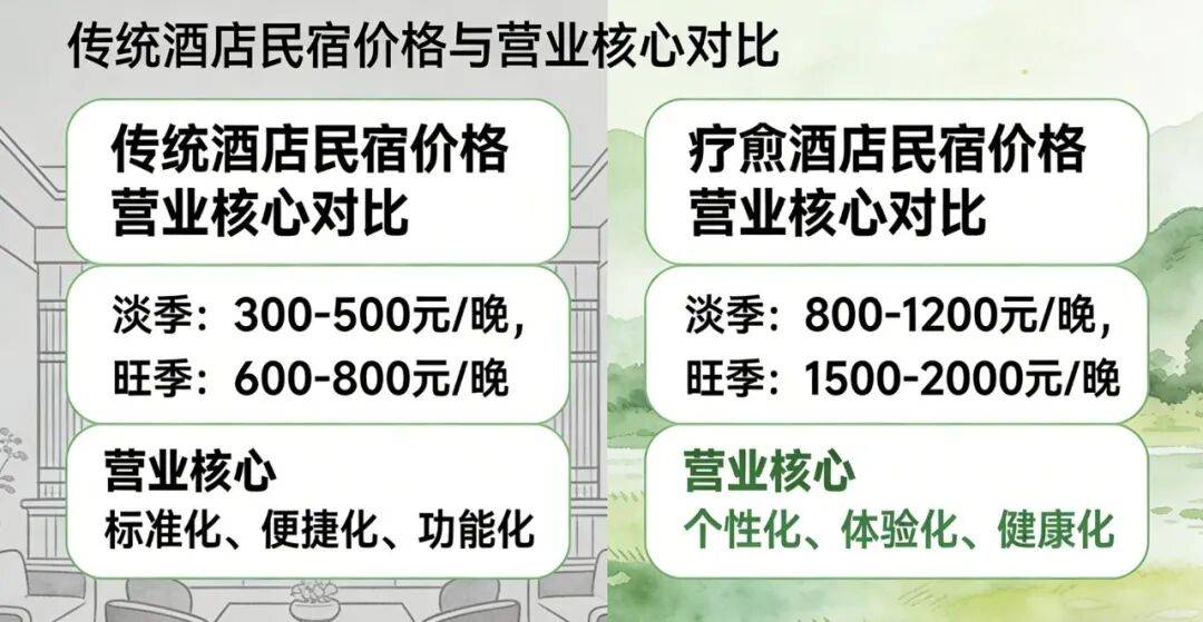 传统酒店民宿 vs 疗愈酒店民宿：价格与营业核心对比_溢价_服务_价值