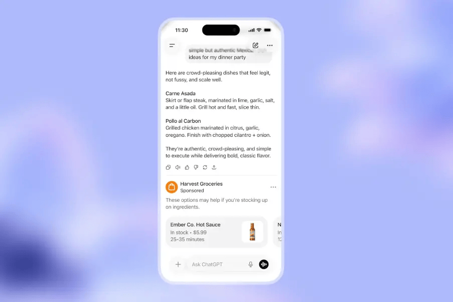 OpenAI宣布将启动广告测试 以提升ChatGPT的营收能力