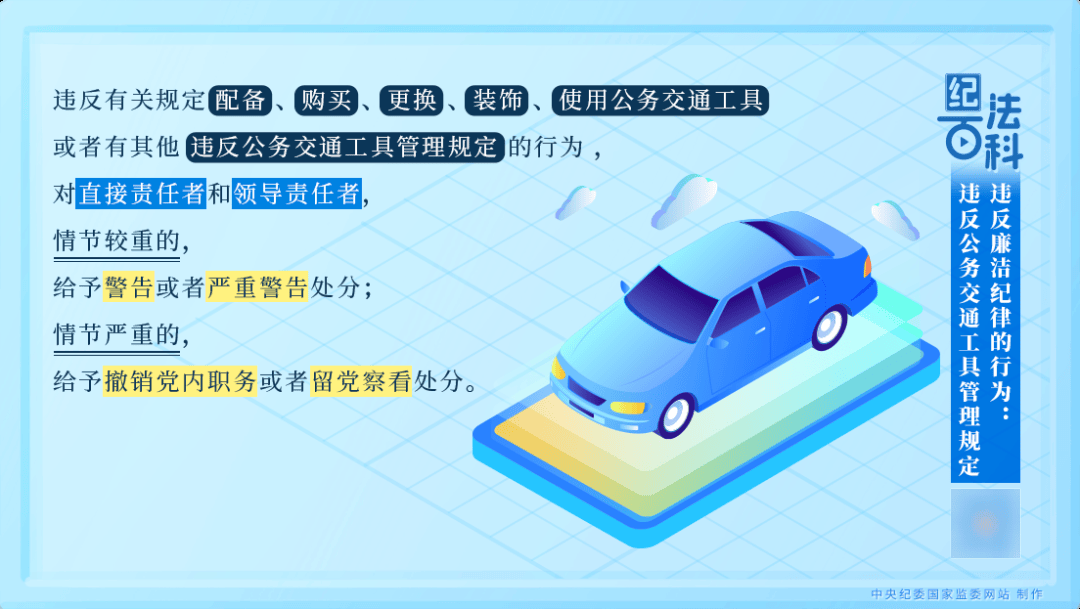 纪法讲堂丨违反廉洁纪律的行为:违反公务交通工具管理规定_违规_公车