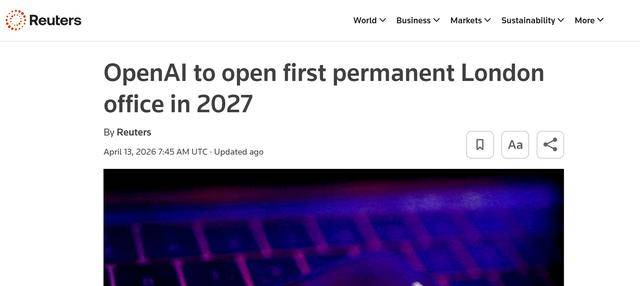 OpenAI伦敦永久办公室敲定,2027年启用可容纳544人