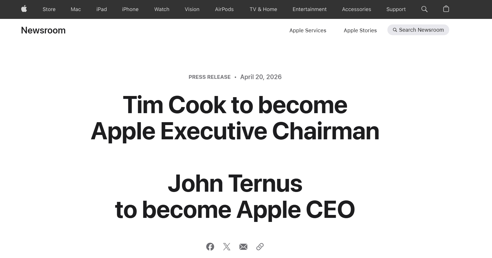 “库克时代”临近落幕！库克将卸任苹果CEO，硬件工程负责人接任